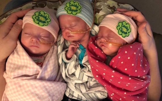 Newborn Hospital Hat BoY or GIrL St. Patricks Day Lucky Charm! Choice of Hat Color