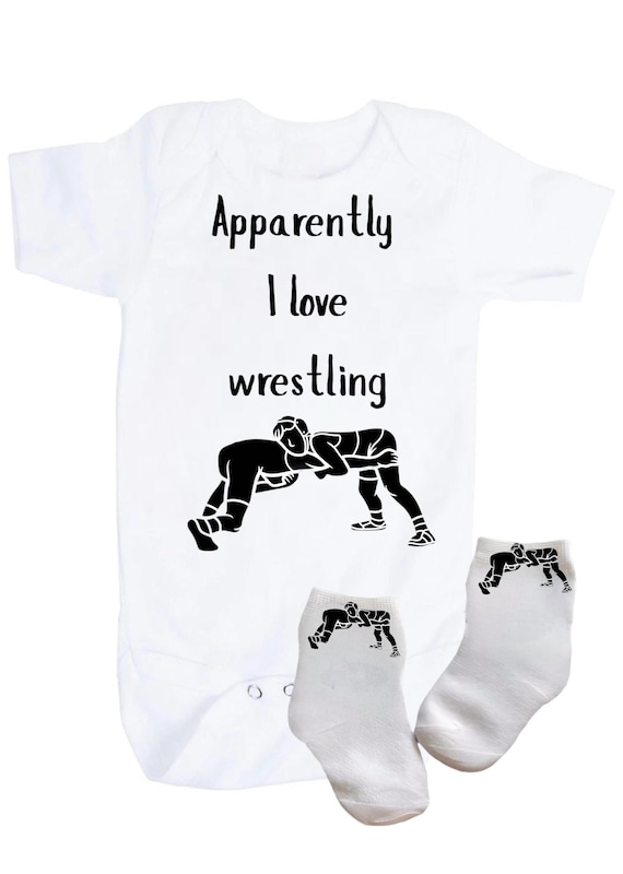 Baby Wrestler Bodysuit and Socks. Apparently I Love Wrestling. Great Gift for Wrestling fan