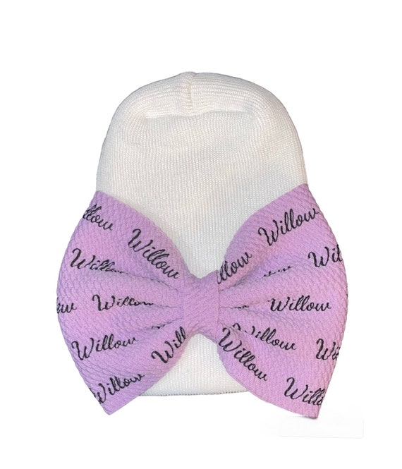 Name Bow Hat or Headband. Newborn Size Hat. Great Photo Prop.