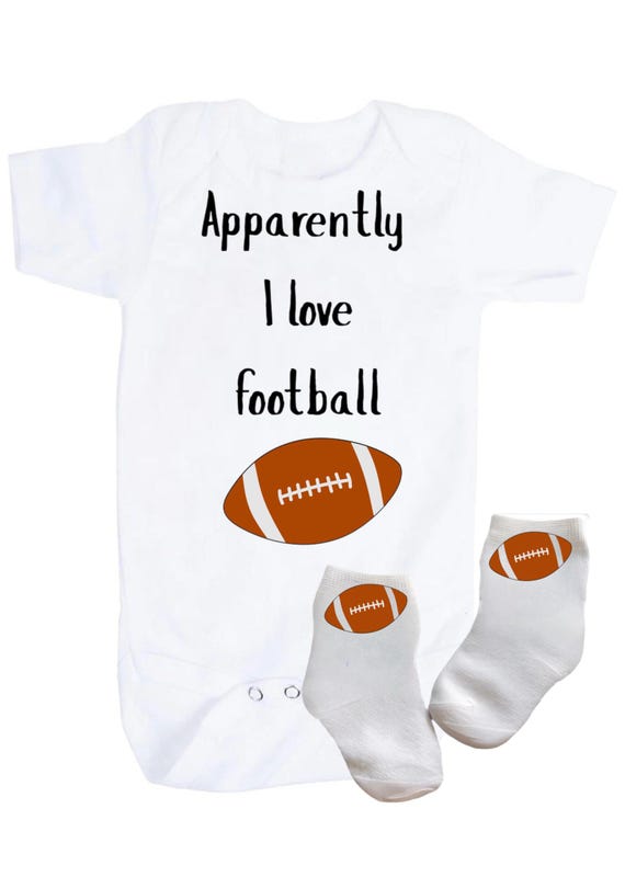 Baby Football Bodysuit and Socks. Apparently I Love Football. Great Gift for Football fan