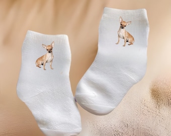 Baby/Toddler/Child Cute Chihuahua Socks. Multiple sizes offered. Choose from 0-6 months to 10 years. Every Baby Needs. Cute Baby Gift!