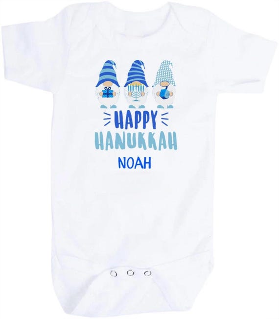 Happy Hanukkah Bodysuit You Choose Long or Short Sleeve with or without name. Great Gift. You choose Size