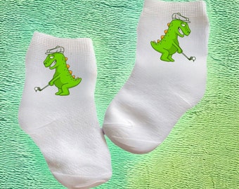 Baby/Toddler/Child Dinosaur Golf Socks Multiple sizes offered. Choose from 0-6 months to 10 years.  Every Baby Needs. Cute Baby Gift!