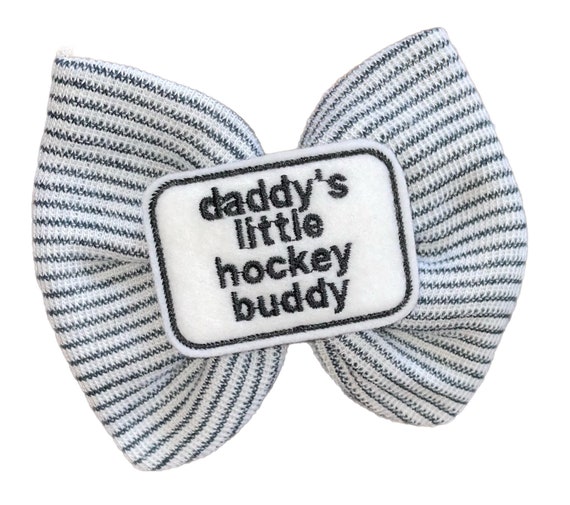 Girls Bow with daddy's little Hockey or Other Sport buddy YOU CHOOSE it on Nylon Headband or Alligator Clip , Great Gift! Surprise Dad!