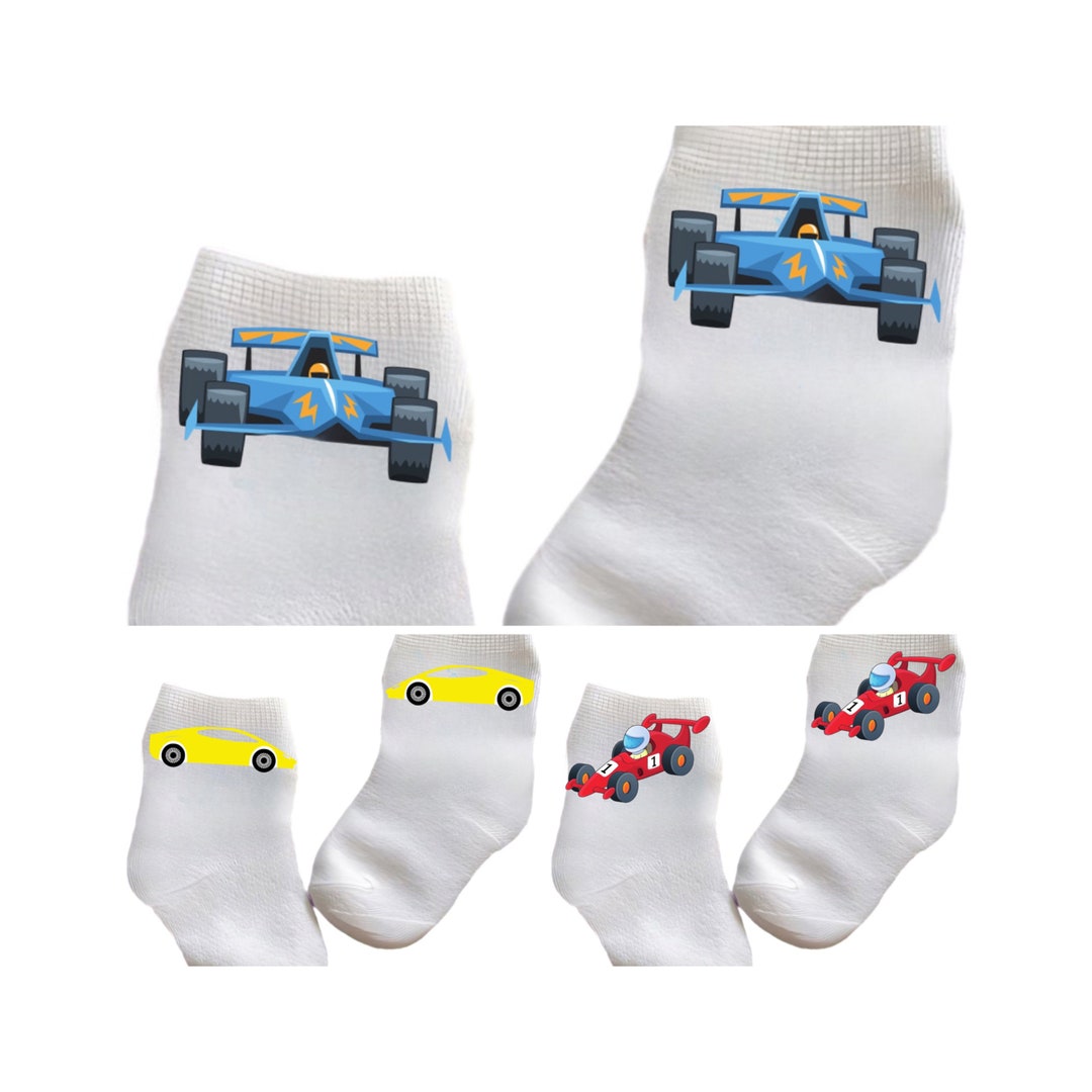 Baby/toddler/child Race Car Socks. Multiple Sizes Offered. Choose From ...