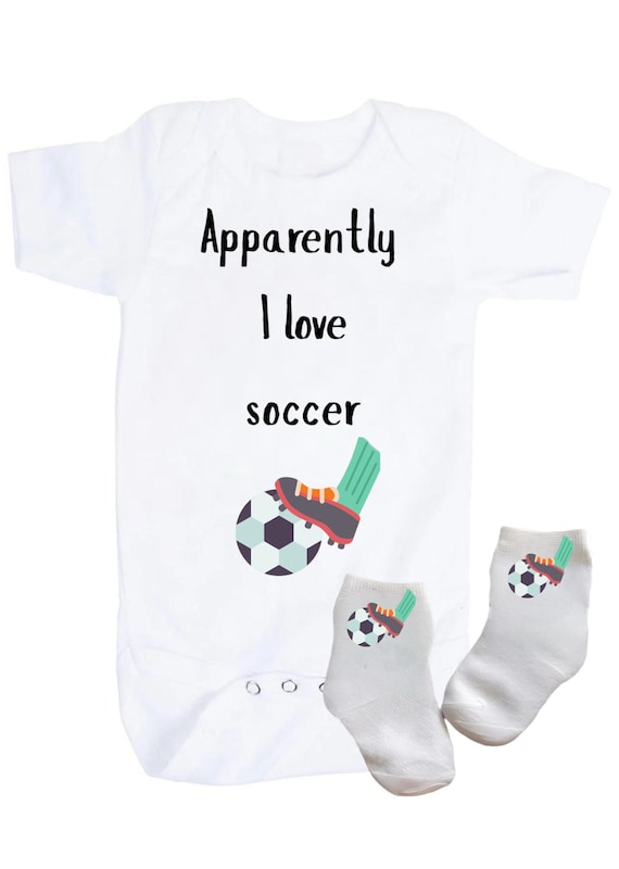 Baby Soccer Bodysuit and Socks. Apparently I Love Soccer. Great Gift for Soccer fan