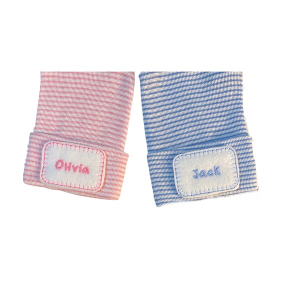 Twin Baby Hats With Names! You GET 2! Choose Gender Newborn Baby Hats! Great for Gender Reveal. Bring Both if You're Surprised