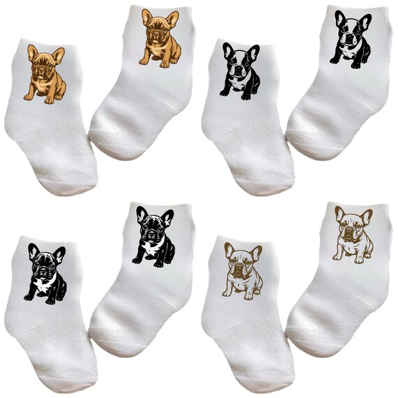 Baby/Toddler/Child Cute French Bulldog Socks. You Choose Design. Choose from 0-6 months to 10 years. Cute Gift!