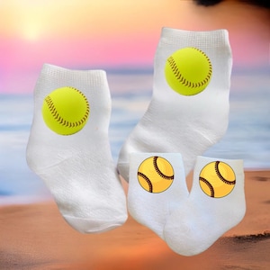 Baby/Toddler/Child Softball Socks. Choose Softball Color. Multiple sizes offered. Choose from 0-6 months to 10 years. Cute Baby Gift!