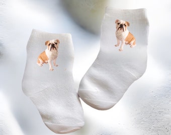 Baby/Toddler/Child Cute Bulldog Socks. Multiple sizes offered. Choose from 0-6 months to 10 years. Cute Gift!