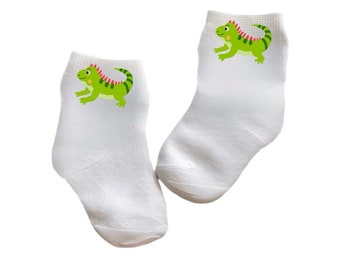 Baby/Toddler/Child Iguana Socks. Multiple sizes offered. Choose from 0-6 months to 10 years.  Every Baby Needs. Cute Baby Gift!