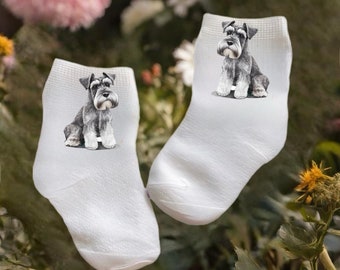 Baby/Toddler/Child Cute Schnauzer Dog Socks. Multiple sizes offered. Choose from 0-6 months to 10 years. Cute Gift!