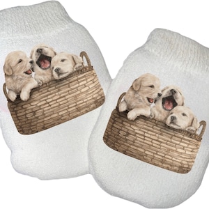 MITTENS & Sock Option Newborn no scratch Mittens With Puppies. Boy or Girl! Perfect Shower / Newborn Gift! Every Baby Needs. Cute Baby Gift!