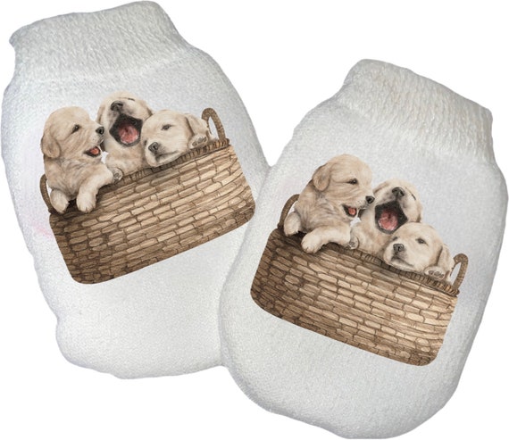 MITTENS & Sock Option Newborn no scratch Mittens With Puppies. Boy or Girl! Perfect Shower / Newborn Gift! Every Baby Needs. Cute Baby Gift!