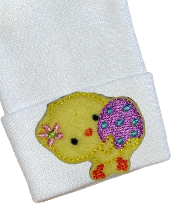 Newborn Hospital Hat Baby Beanie Easter  Newborn Hat with Chick holding Egg Cute and Makes a Great Gift and Cute Photo Prop!