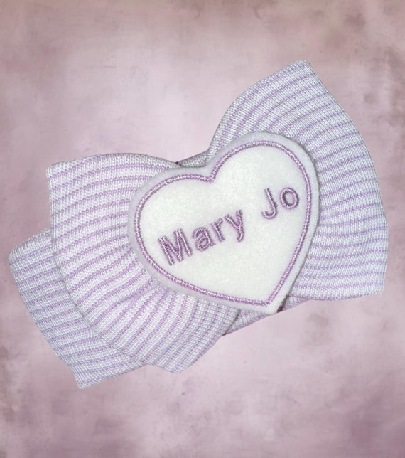 Exclusive Newborn HEADBAND Monogrammed with PERSONALIZED Name!  BIG Bow with Name! 1st Keepsake!
