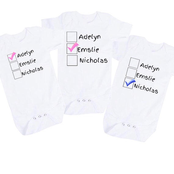 TRIPLETS Baby Bodysuits. You get 3! Personalized With Names! 1st Keepsakes! GREaT GiFT! 1st Keepsake!