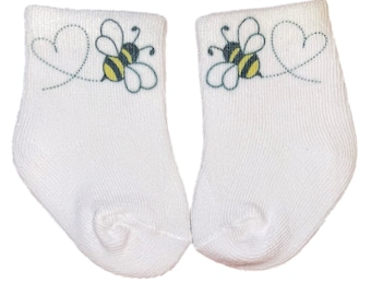 Baby/Toddler/Child Bee Socks. Multiple sizes offered. Choose from 0-6 months to 10 years. Cute Baby Gift!