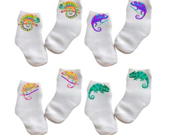 Baby/Toddler/Child Chameleon Socks. You Choose design. Multiple sizes offered from 0-6 months to 10 years. Great for anyone!!