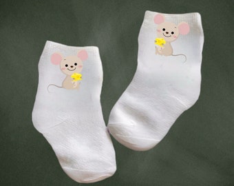 Baby/Toddler/Child Mouse Socks. Multiple sizes offered. Choose from 0-6 months to 10 years.  Every Baby Needs. Cute Baby Gift!