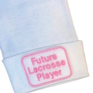 Newborn Hospital Hat Future Lacrosse Player. 1st Keepsake, Baby Boy Hat. Gender Reveal, Coming Home Hat, Cute Baby Gift