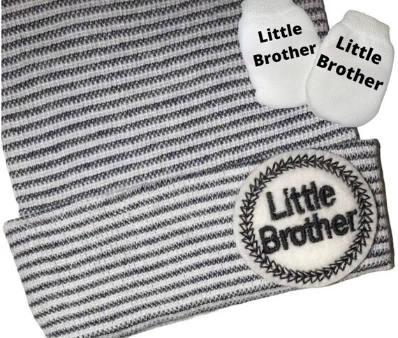 Little Brother Hat Black and White Hat EXCLUSIVELY Found Here! Baby Little Brother. Newborn Hat Every New Baby Boy Should Have! Adorable!