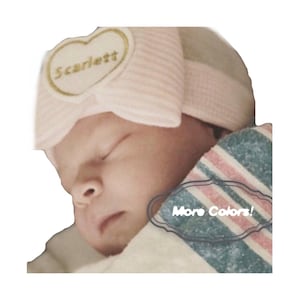 BABY GIRL Hat Newborn Hat Coming Home Hat Personalized Newborn Hat Newborn Hospital Hat Monogrammed with Name! Bow with Name! 1st Keepsake!