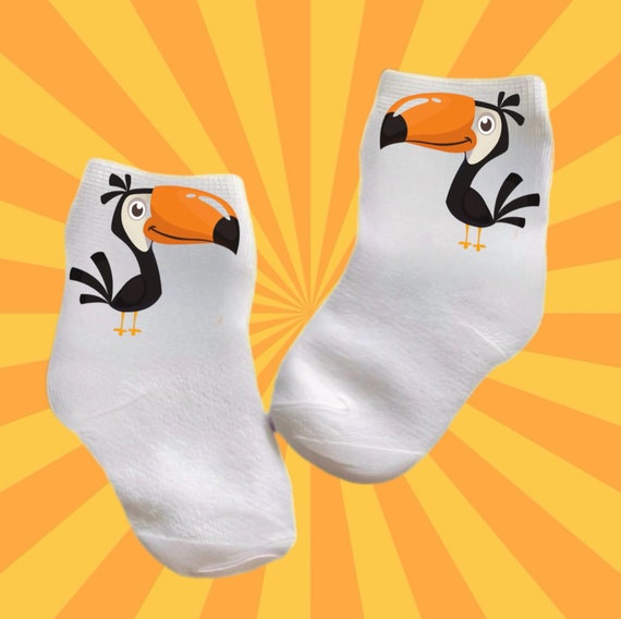 Baby/Toddler/Child Cute Toucan Socks. Multiple sizes offered. Choose from 0-6 months to 14 years. Cute Gift!