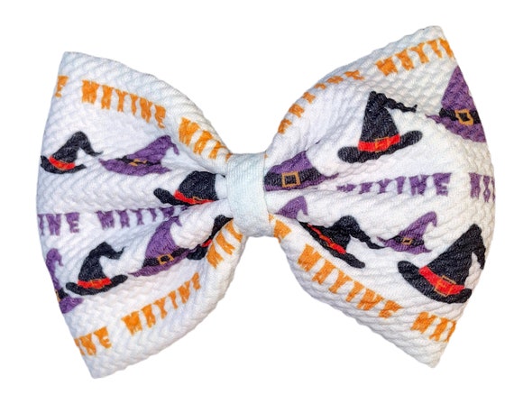 Girls Halloween Fall Bow with NAME on Hat, Headband or Clip! Custom Made Fabric Bow. EXCLUSIVE