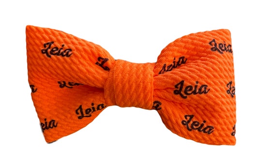 Girls Orange Bow Hat or Headband with NAME! Custom Made Fabric Bow.  EXCLUSIVE