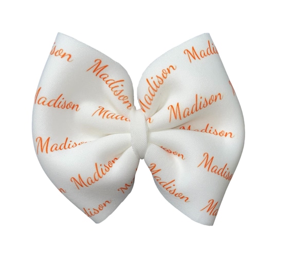 Girls Bow Hat, Alligator Clip or Headband with NAME! Custom Made Fabric Bow. Newborn Hospital Hat. Newborn Hat. Infant Beanie. EXCLUSIVE