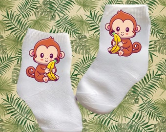 Baby/Toddler/Child Spider Monkey Socks.Multiple sizes offered. Choose from 0-6 months to 10 years.  Every Baby Needs. Cute Baby Gift!