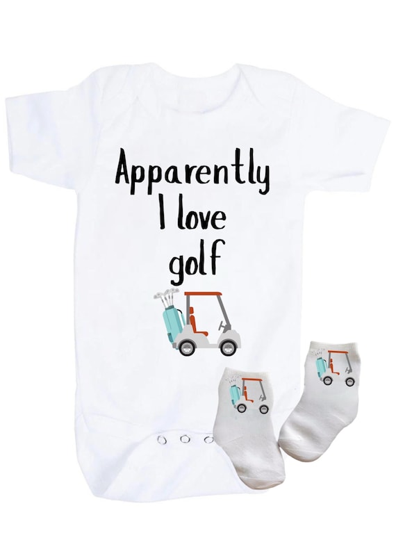 Baby Golfer Bodysuit and Socks. Apparently I Love Golf. Great Gift for Newest Golfer