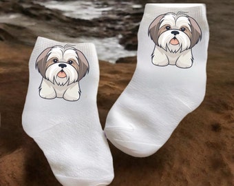 Baby/Toddler/Child Cute Shih Tzu Socks.Multiple sizes offered. Choose from 0-6 months to 10 years. Cute  Gift!