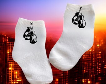 Baby/Toddler/Child Boxing Socks. Multiple sises offered. Choose from 0-6 months to 10 years.  Every Baby Needs. Cute Baby Gift!