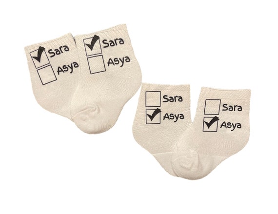 Baby/Toddler TWINS SOCKS. Personalized. 2 pairs of Socks. Choose from 0-6 months and up. Cute Gift!