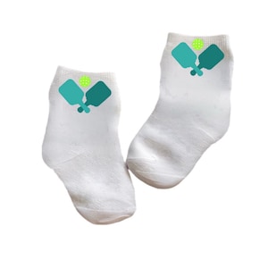 Baby/Toddler/Child Pickleball Paddle and Ball Socks. Multiple sizes offered. Choose from 0-6 months to 10 years. Cute Gift!