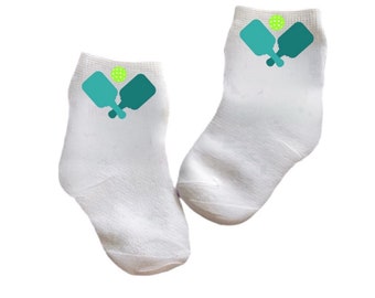 Baby/Toddler/Child Pickleball Paddle and Ball Socks. Multiple sizes offered. Choose from 0-6 months to 10 years. Cute Gift!