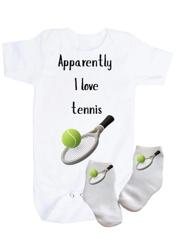 Baby Tennis Bodysuit and Socks. Apparently I Love Tennis. Great Gift for Tennis fan