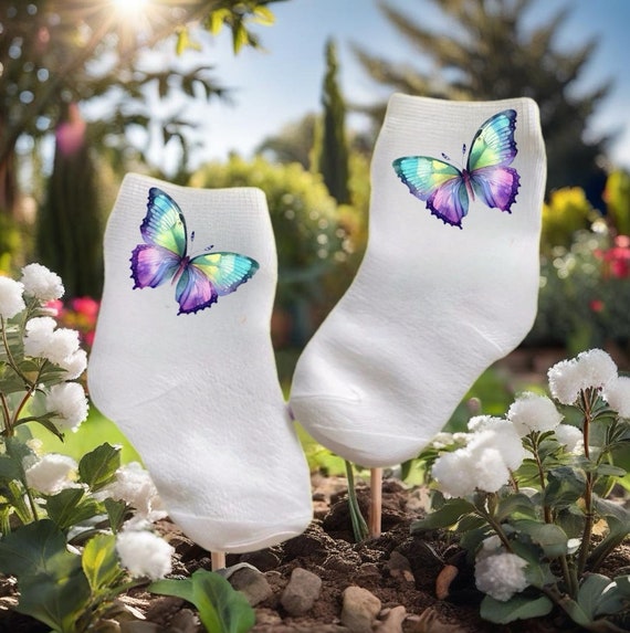 Baby/Toddler/Child Pretty Butterfly Socks. Multiple sizes offered. Choose from 0-6 months to 14 years. Cute Gift!