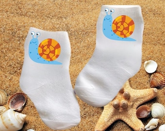 Baby/Toddler/ Child Snail Socks. Multiple sizes offered. Choose from 0-6 months to 10 years. You Choose Size. Cute Gift!