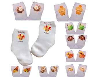 Baby/Toddler ThaNKsGIvIng Socks with option to add name. Multiple Sizes Offered. You Choose. Every Baby Needs. Cute Baby Gift!