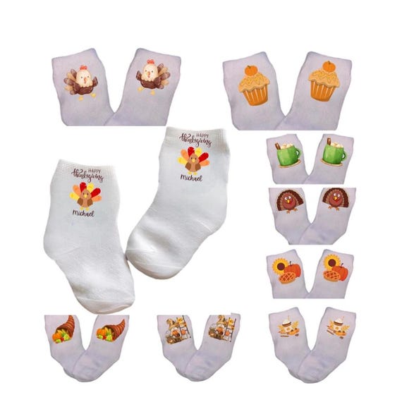 Baby/Toddler ThaNKsGIvIng Socks with option to add name. Multiple Sizes Offered. You Choose. Every Baby Needs. Cute Baby Gift!