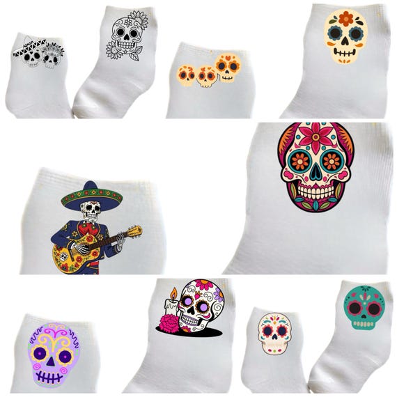 Día de los Muertos Day Of The Dead Socks. Multiple Sizes and design sets Offered. You Choose.