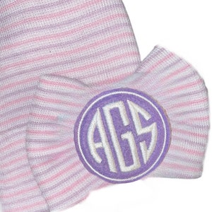 Newborn Hat Monogrammed with Initials on Large Bow. 1st Keepsake! More Colors!Great Gift