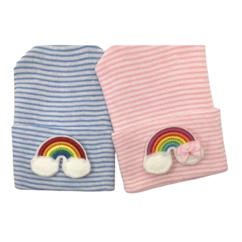 Newborn Hospital Hats Rainbow Babiess . You get 2 Twin Babies 1st Keepsakes Newborn Hospital Beanies. Newborn Baby Hats Cute image 4