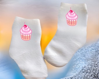 Baby/Toddler/Child Cupcake Sock. Multiple sizes offered. Choose from 0-6 months to 10 years. Every Baby Needs. Cute Baby Gift!