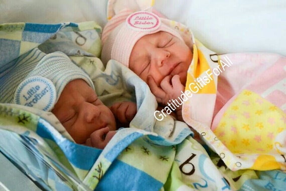 Newborn Hospital Hats. 2 Newborn Hospital Beanies. Baby Newborn Hats. Newborn Baby Hats. Newborn Beanies. TWINS! Little Brother/Sister