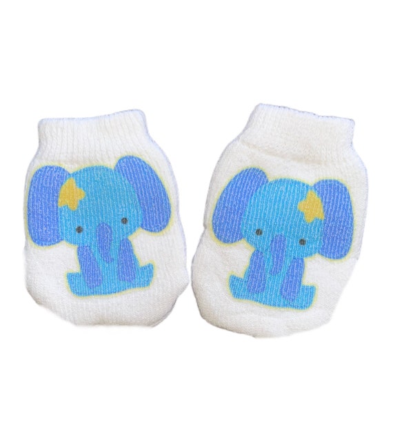 MITTENS Sock Option Newborn No Scratch Mittens With Elephant