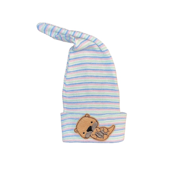 NEWBORN Hospital Hat with Otter Great Gift. You choose hat color. Cute!